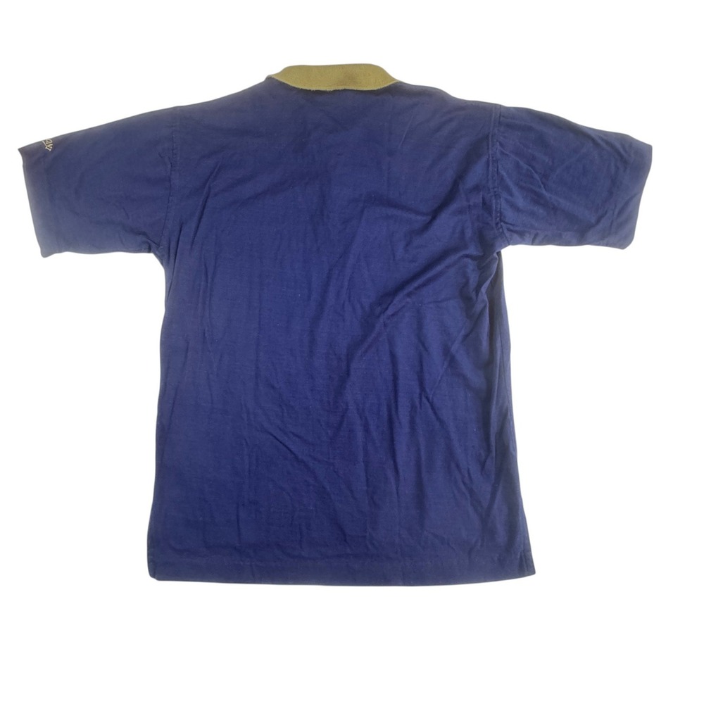 Ferrioni Collection Navy Blue Polo Shirt Mens M Plaid Tan Preppy Golf VTG 90s - Picture 12 of 12